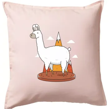 Polštář Alpaka kreslená - Polštář 50x50 - 50x50 - Pouze potah ( Světle růžová )