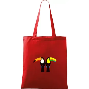 Nákupní taška Dva barevní tukani (Moňas) - Taška bavlněná - 42 x 38 cm ( Červená )