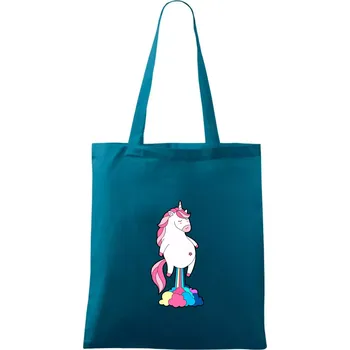 Jednorožec prdí - Taška bavlněná - 42 x 38 cm ( Petrolejová )