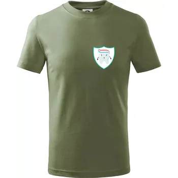 Zoubek na prsu - zubní pasta - Tričko dětské bavlněné - 134 cm/8 let ( Khaki )