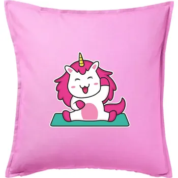 Polštář Yoga veselý jednorožec - Polštář 50x50 - 50x50 - Pouze potah ( Růžová )