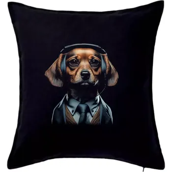 Polštář Jezevčík v obleku - Polštář 50x50 - 50x50 - Pouze potah ( Černá )