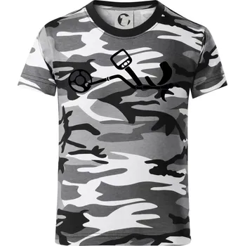 Chlapecké tričko Detektor na hledání kovů - Dětské maskáčové triko - 146 cm/10 let ( Šedý maskáč )