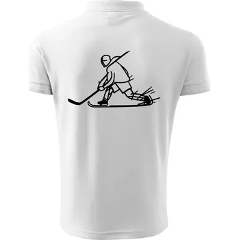 Pánská košile Kreslený hokejista tučnou fixou - Polokošile pánská Pique Polo 203 - 4XL ( Bílá )
