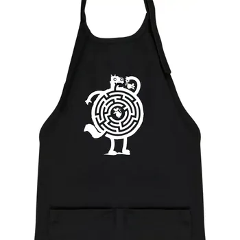 Kuchyňská zástěra Kočka a myš bludiště - Dětská zástěra na vaření - Univerzální velikost ( Černá )