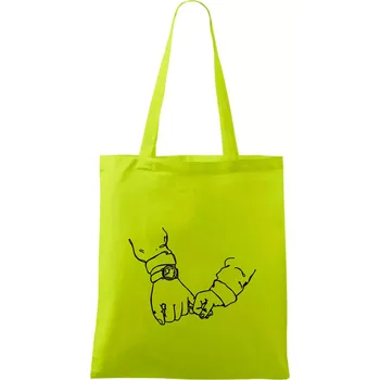 Táta a syn ruce obrys - Taška bavlněná - 42 x 38 cm ( Limetková )