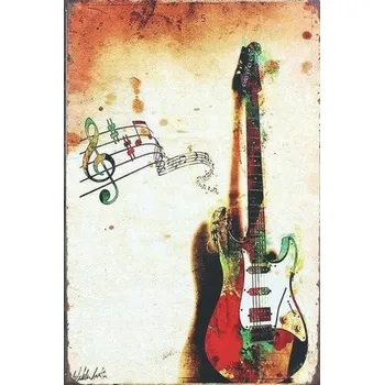 Obraz Plechová cedule Kytara