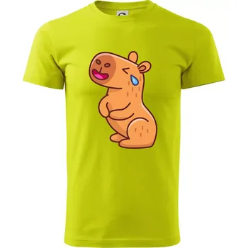 Pánské tričko Smutná kapybara - Klasické pánské triko vyšší gramáže - XL ( Limetková )