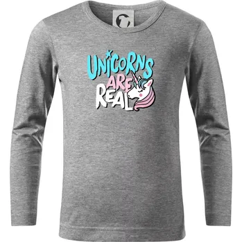 Chlapecké tričko Unicorns are real ponny - Triko dětské Long Sleeve - 122 cm/6 let ( Tmavě šedý melír )