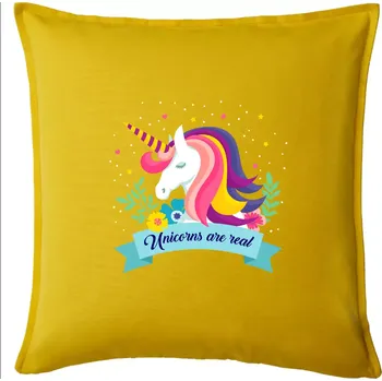 Polštář Unicorns are real duhový - Polštář 50x50 - 50x50 - Pouze potah ( Žlutá )