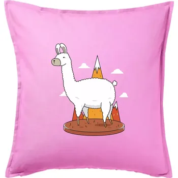 Polštář Alpaka kreslená - Polštář 50x50 - 50x50 - Pouze potah ( Růžová )