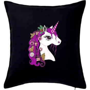 Polštář Vánoční jednorožec - Polštář 50x50 - 50x50 - Pouze potah ( Černá )