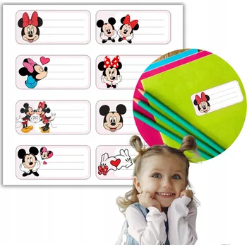 samolepka Samolepky na sešity 8 kusů Mickey Mouse MINNIE vzor pohádky LIST