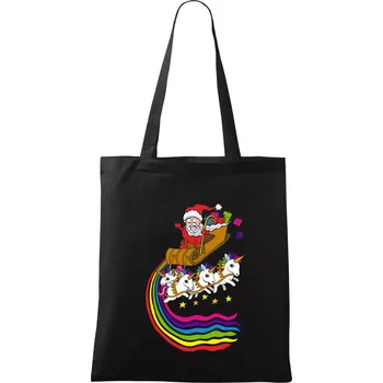Santa a jednorožci (Pecka design) - Taška bavlněná - 42 x 38 cm ( Černá )