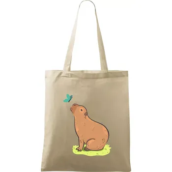 Nákupní taška Kapybara a motýlek - Taška bavlněná - 42 x 38 cm ( Naturální )
