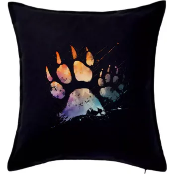Polštář Dvě kočičí packy vodovou barvou - Polštář 50x50 - 50x50 - Včetně výplně ( Černá )