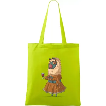 Alpaka s vínem žena - Taška bavlněná - 42 x 38 cm ( Limetková )