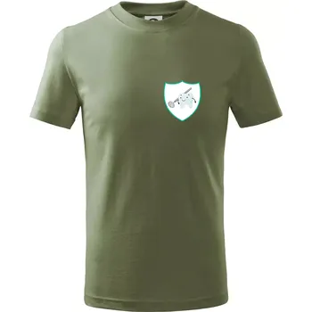 Zoubek na prsu - zrcátko - Tričko dětské bavlněné - 104-110cm / 3-4 roky ( Khaki )