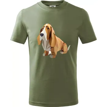 Chlapecké oblečení Baset slepený z papíru - Tričko dětské bavlněné - 146 cm/10 let ( Khaki )