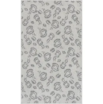 Koberec Koberec do kuchyně 92x150 cm, protiskluzový, krémovo-šedý, ploché tkaní