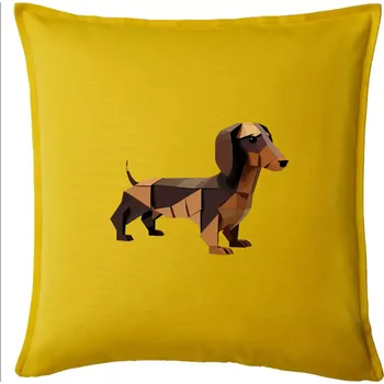 Polštář Jezevčík - slepený z papíru - Polštář 50x50 - 50x50 - Pouze potah ( Žlutá )