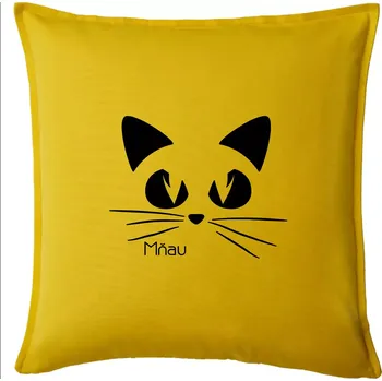 Polštář Kočka mňau - Polštář 50x50 - 50x50 - Včetně výplně ( Žlutá )