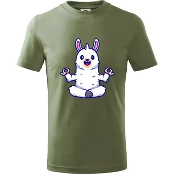 Yoga meditace - lama - Tričko dětské bavlněné - 146 cm/10 let ( Khaki )