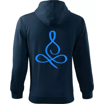 Pánská mikina Yoga - lotus modrý (Moňas) - Mikina s kapucí na zip trendy zipper - S ( Námořní modrá (velmi tmavá - téměř černá) )