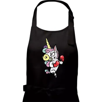 Kuchyňská zástěra Jednorožec box - Pánská zástěra na vaření - Univerzální velikost ( Černá )