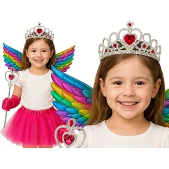 Karnevalový kostým KOSTÝM PŘEVLEK VÍLA MOTÝL PRINCEZNA DOPLŇKY RUKAVICE KORUNKA