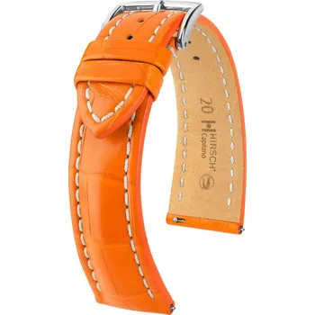 Módní doplněk Kožený řemínek Hirsch Capitano L 04807076-2, oranžový, aligátoří kůže, délka L, Quick Release - 22 mm