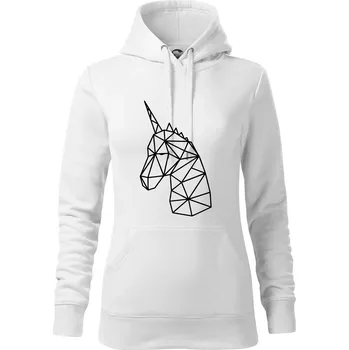 Dámská mikina Geometrie - Jednorožec - Mikina dámská Cape s kapucí - 2XL ( Bílá )
