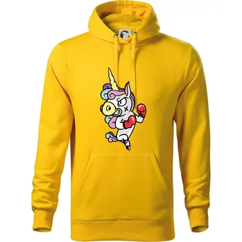 Pánská mikina Jednorožec box - Mikina pánská Cape s kapucí - 4XL ( Žlutá )