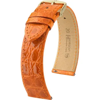 Řemínek na hodinky Kožený řemínek Hirsch Genuine Croco L 18920876-7, oranžový, krokodýlí kůže, délka L, Quick Release - 19 mm