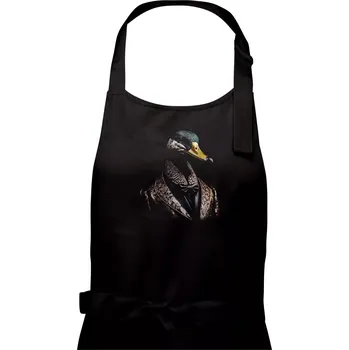 Kuchyňská zástěra Kachna v obleku - Pánská zástěra na vaření - Univerzální velikost ( Černá )