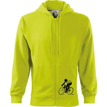 Pánská mikina Silniční cyklista - Mikina s kapucí na zip trendy zipper - XL ( Limetková )