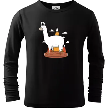 Alpaka kreslená - Triko dětské Long Sleeve - 158 cm/12 let ( Černá )