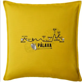 Polštář Profil kopců - Kolem Pálavy - Polštář 50x50 - 50x50 - Pouze potah ( Žlutá )