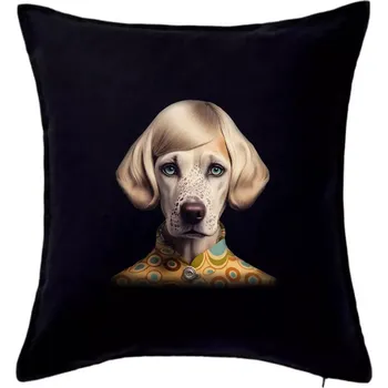 Polštář Pes 60s - Polštář 50x50 - 50x50 - Včetně výplně ( Černá )