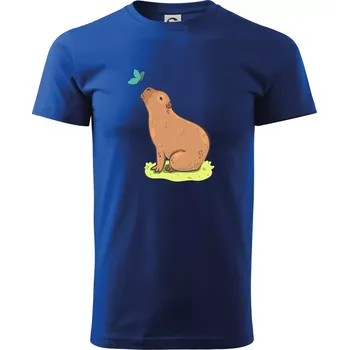 Pánské tričko Kapybara a motýlek - Triko extra velké (5-8XL) - 6XL ( Královská modrá )