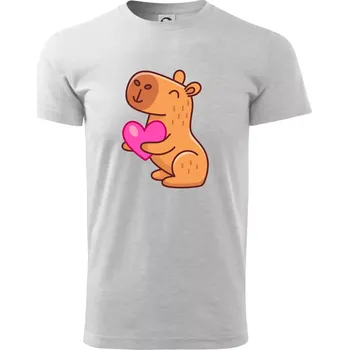 Pánské tričko Zamilovaná kapybara - Triko extra velké (5-8XL) - 6XL ( Světlešedý Melír )