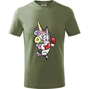 Jednorožec box - Tričko dětské bavlněné - 158 cm/12 let ( Khaki )