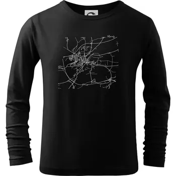 Chlapecké tričko Mapy měst černobílé Slaný - Triko dětské Long Sleeve - 134 cm/8 let ( Černá )