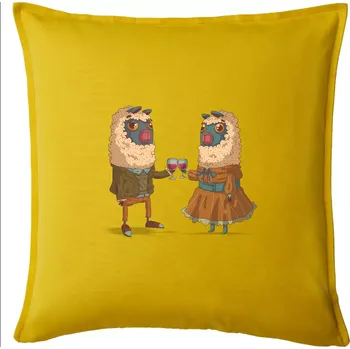 Polštář Alpaky s vínem pár - Polštář 50x50 - 50x50 - Pouze potah ( Žlutá )