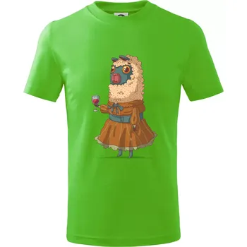 Chlapecké tričko Alpaka s vínem žena - Tričko dětské bavlněné - 98 cm / 2 roky ( Apple Green )