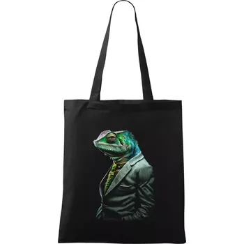 Nákupní taška Chameleon v obleku - Taška bavlněná - 42 x 38 cm ( Černá )