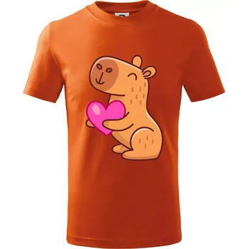 Chlapecké oblečení Zamilovaná kapybara - Tričko dětské bavlněné - 146 cm/10 let ( Oranžová )