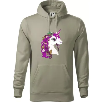 Pánská mikina Vánoční jednorožec - Mikina pánská Cape s kapucí - 2XL ( Light khaki )