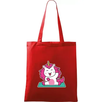 Nákupní taška Yoga veselý jednorožec - Taška bavlněná - 42 x 38 cm ( Červená )