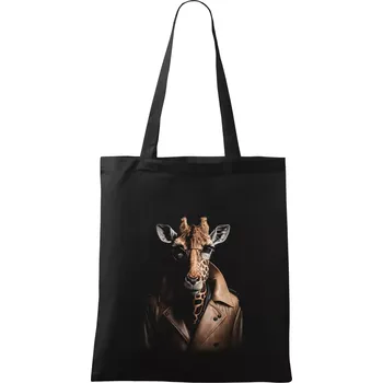 Žirafa v kožené bundě - Taška bavlněná - 42 x 38 cm ( Černá )